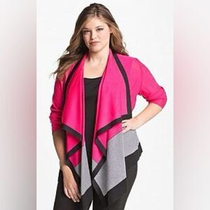 Exclusively Misook Open Front Pink Cardigan Knit Size XS Tight Knit Colorful